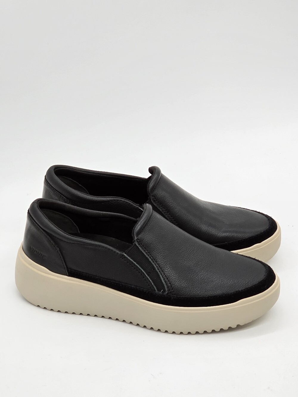 Vionic Shoes Womens 6.5 Black Leather Slip On Platform Kearny Comfort Sneaker